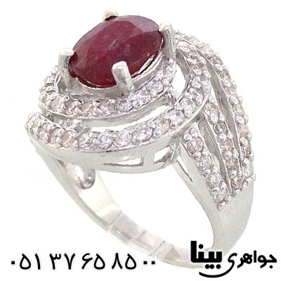 انگشتر یاقوت سرخ زنانه درشت رادیوم لوکس مدل گردباد _کد:8910