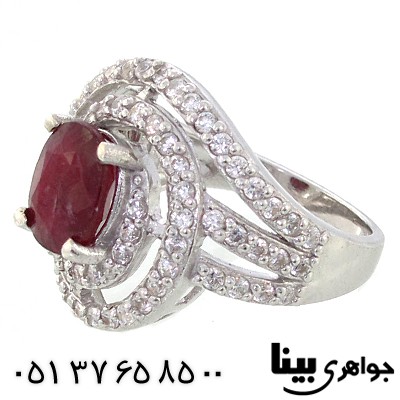 انگشتر یاقوت سرخ زنانه درشت رادیوم لوکس مدل گردباد _کد:8910