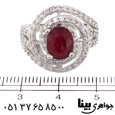 انگشتر یاقوت سرخ زنانه درشت رادیوم لوکس مدل گردباد _کد:8910