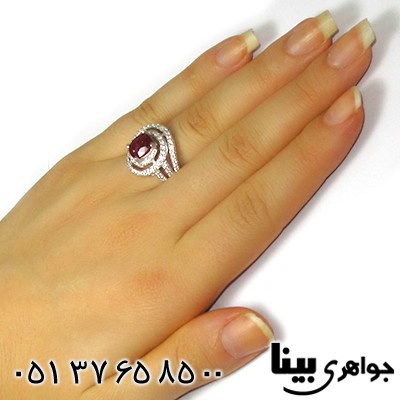 انگشتر یاقوت سرخ زنانه درشت رادیوم لوکس مدل گردباد _کد:8910