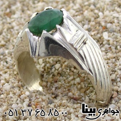 انگشتر زمرد آفریقایی مردانه مدل کلاسیک مورب _کد:8911