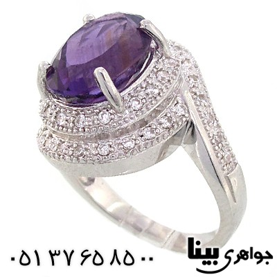 انگشتر آمتیست برزیلی عالی زنانه درشت رادیوم لوکس _کد:8926