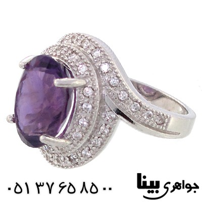 انگشتر آمتیست برزیلی عالی زنانه درشت رادیوم لوکس _کد:8926