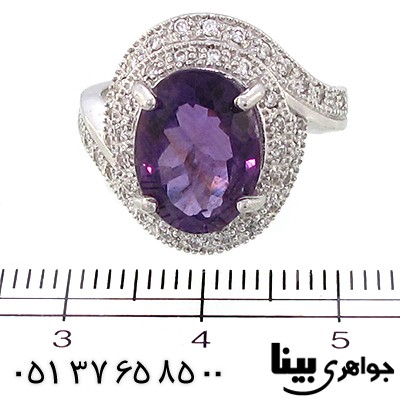 انگشتر آمتیست برزیلی عالی زنانه درشت رادیوم لوکس _کد:8926