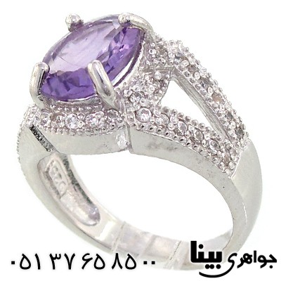 انگشتر آمتیست برزیلی خوشرنگ زنانه رادیوم لوکس _کد:8942