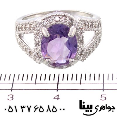 انگشتر آمتیست برزیلی خوشرنگ زنانه رادیوم لوکس _کد:8942