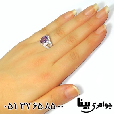 انگشتر آمتیست برزیلی خوشرنگ زنانه رادیوم لوکس _کد:8942