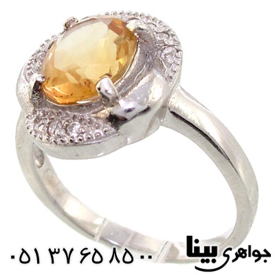 انگشتر سیترین زنانه رودیوم لوکس مدل آیناز _کد:8943