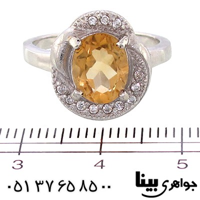 انگشتر سیترین زنانه رودیوم لوکس مدل آیناز _کد:8943