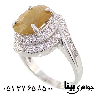 انگشتر یاقوت زرد زنانه درشت رادیوم لوکس _کد:8945