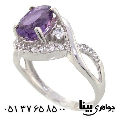 انگشتر آمتیست برزیلی عالی زنانه رادیوم لوکس _کد:8947