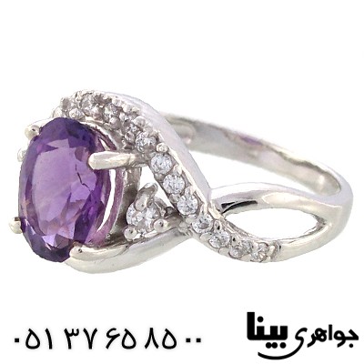 انگشتر آمتیست برزیلی عالی زنانه رادیوم لوکس _کد:8947