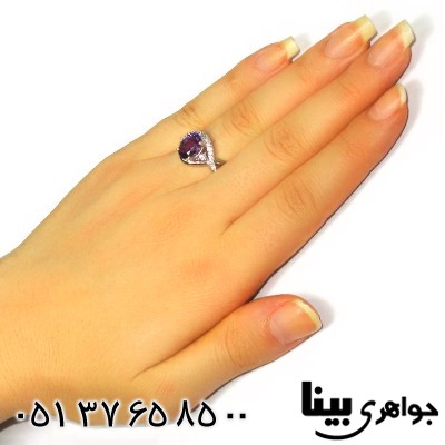 انگشتر آمتیست برزیلی عالی زنانه رادیوم لوکس _کد:8947