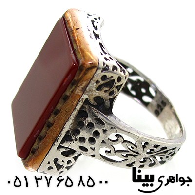 انگشتر عقیق قرمز مردانه درشت مدل قدیمی _کد:8960