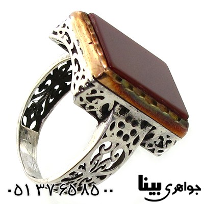 انگشتر عقیق قرمز مردانه درشت مدل قدیمی _کد:8960