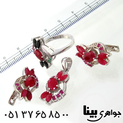 سرویس چند جواهر یاقوت و زمرد عالی زنانه مدل یاس _کد:8962