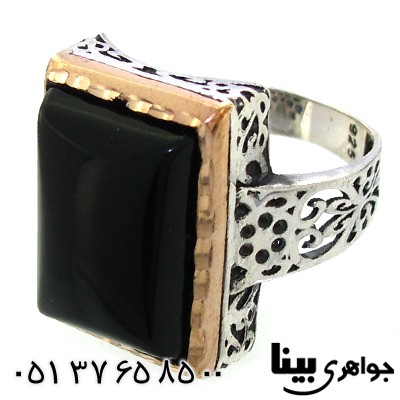 انگشتر عقیق سیاه (اونیکس) مردانه درشت مدل قدیمی _کد:8964