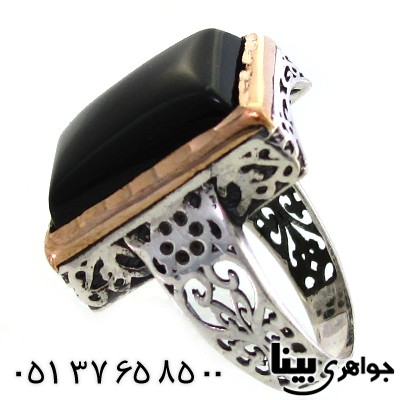 انگشتر عقیق سیاه (اونیکس) مردانه درشت مدل قدیمی _کد:8964