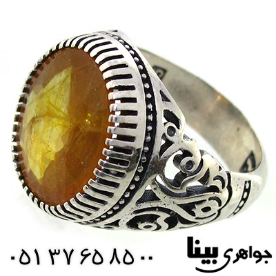 انگشتر یاقوت زرد بسیار عالی مردانه درشت اسلیمی _کد:8970