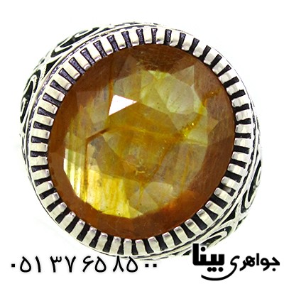 انگشتر یاقوت زرد بسیار عالی مردانه درشت اسلیمی _کد:8970