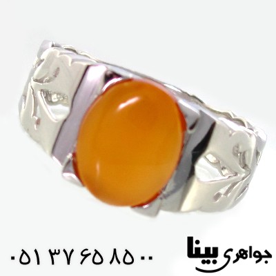 انگشتر عقیق یمنی عالی مردانه رادیوم لوکس شبکه ای _کد:8974