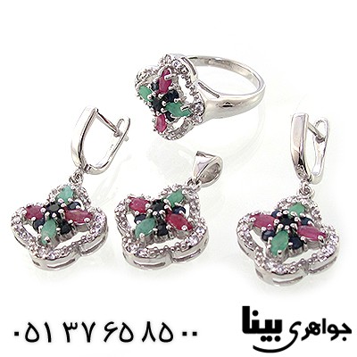 سرویس چند جواهر یاقوت و زمرد زنانه مدل نانسی _کد:8980