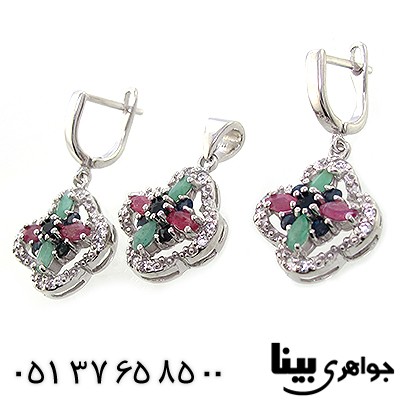 سرویس چند جواهر یاقوت و زمرد زنانه مدل نانسی _کد:8980