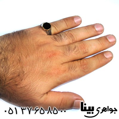 انگشتر میناکاری شده مردانه دور طلایی _کد:8989