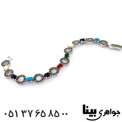 دستبند چند جواهر عقیق، جید و صدف زنانه مارکازیتی _کد:8991