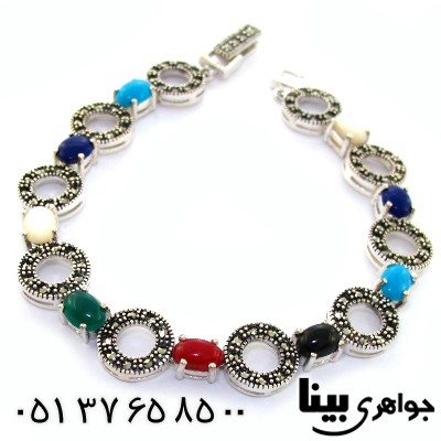 دستبند چند جواهر عقیق، جید و صدف زنانه مارکازیتی _کد:8991