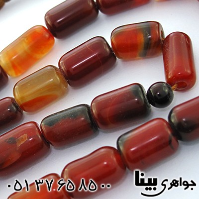 تسبیح عقیق ابلق عالی 33 دانه ای تراش استوانه ای کمیاب درشت _کد:9003