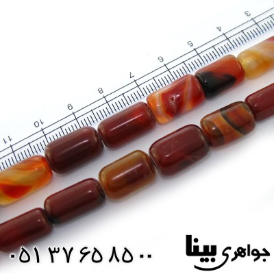 تسبیح عقیق ابلق عالی 33 دانه ای تراش استوانه ای کمیاب درشت _کد:9003