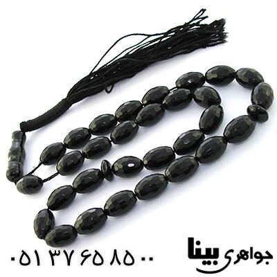 تسبیح عقیق سیاه (اونیکس) 33 دانه ای هلی تراش دار _کد:9004