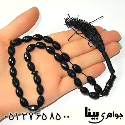 تسبیح عقیق سیاه (اونیکس) 33 دانه ای هلی تراش دار _کد:9004