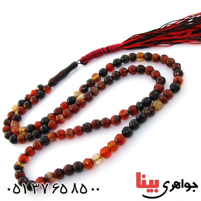تسبیح عقیق سلیمانی 101 دانه ای خوشرنگ تراش دار _کد:9032