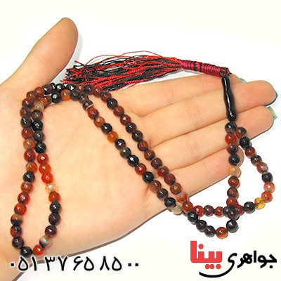 تسبیح عقیق سلیمانی 101 دانه ای خوشرنگ تراش دار _کد:9032