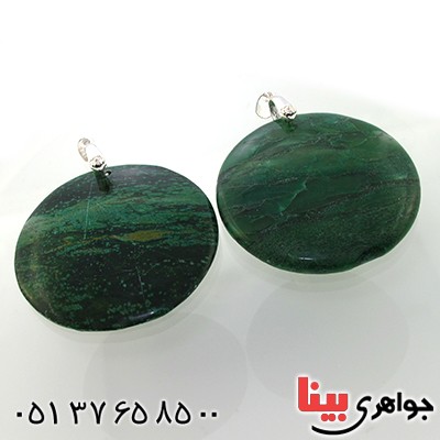 گردنبند عقیق سبز خزه ای درشت دایره ای سنگ درمانی _کد:9038