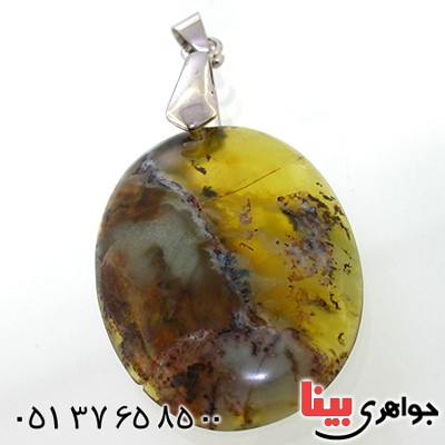 گردنبند یشم شجری بیضی مناسب سنگ درمانی _کد:9041