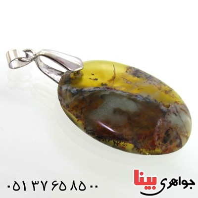 گردنبند یشم شجری بیضی مناسب سنگ درمانی _کد:9041