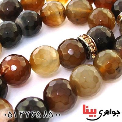 تسبیح کوارتز دودی عالی 33 دانه ای تراش دار درشت فاخر _کد:9052