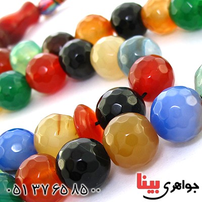 تسبیح چند جواهر عقیق و جید عالی 33 دانه ای درشت آرامش تراش دار _کد:9061