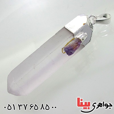 گردنبند چند جواهر شمش کوارتز با بچه آمتیست مخصوص سنگ درمانی _کد:9064