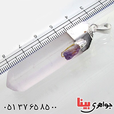 گردنبند چند جواهر شمش کوارتز با بچه آمتیست مخصوص سنگ درمانی _کد:9064