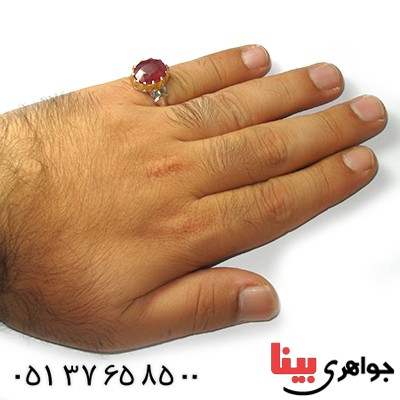 انگشتر یاقوت سرخ عالی رادیوم لوکس دور چنگی طلایی _کد:9065