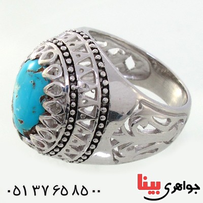 انگشتر فیروزه نیشابوری عالی مردانه درشت فاخر رادیوم لوکس _کد:9066