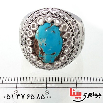 انگشتر فیروزه نیشابوری عالی مردانه درشت فاخر رادیوم لوکس _کد:9066