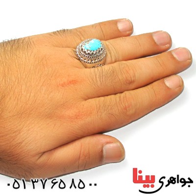 انگشتر فیروزه نیشابوری عالی مردانه درشت فاخر رادیوم لوکس _کد:9066