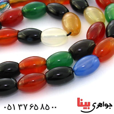 تسبیح عقیق رنگی عالی دانه هلی 33 دانه ای درشت _کد:9068