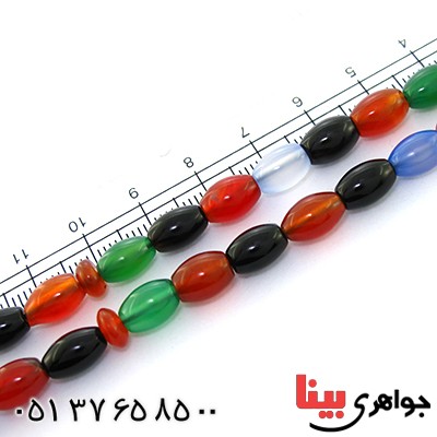 تسبیح عقیق رنگی عالی دانه هلی 33 دانه ای درشت _کد:9068