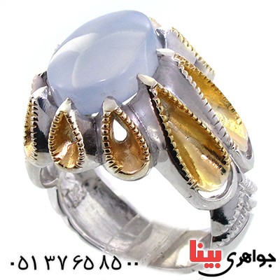 انگشتر عقیق یمنی کبود عالی مردانه درشت اسلیمی دور اشکی طلایی رادیوم لوکس _کد:9074